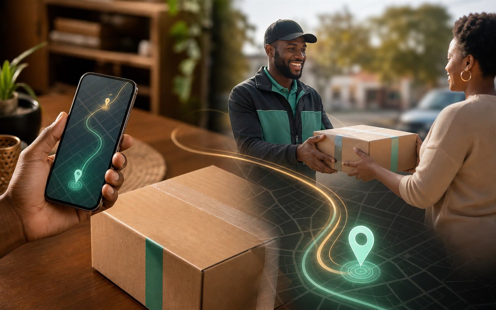 StreetShops order tracking with packaged local order and delivery handoff