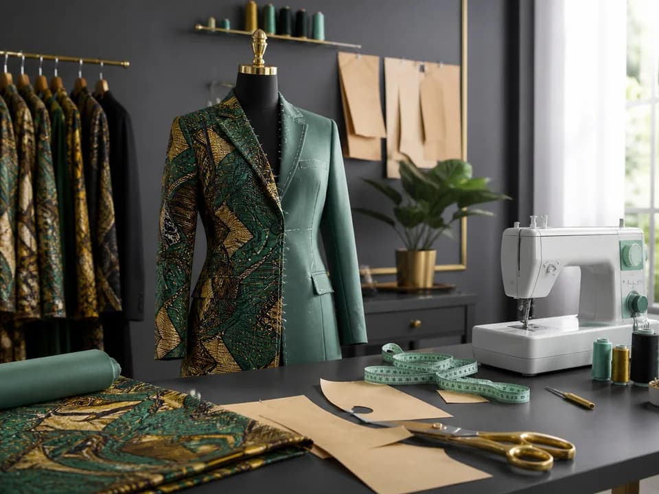 Premium materials prepared for a bespoke garment