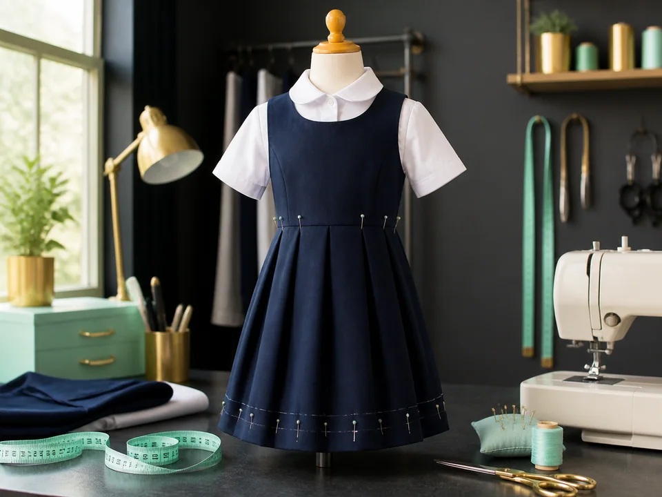 School uniform prepared for a professional fitting