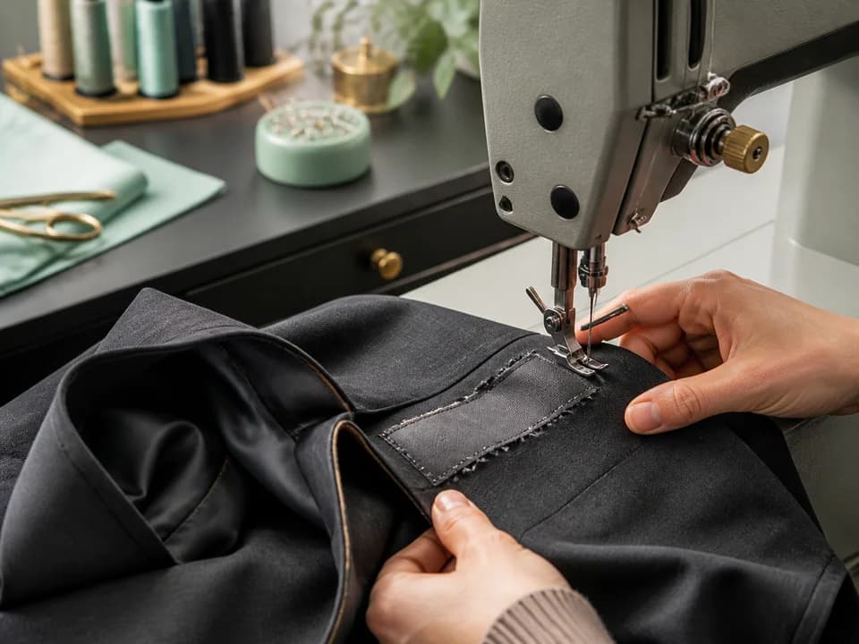 Damaged garment prepared for a professional seam repair